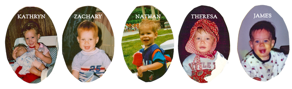 A group of pictures of children with their names on them.