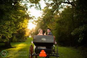 Bride and groom posing for a picture