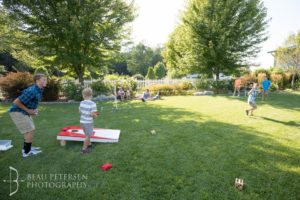 Kids playing in the garden close view