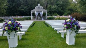 Wedding are decorated with flower close view