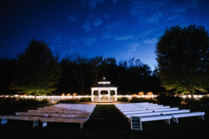 Blue sky and trees in the dark at the wedding