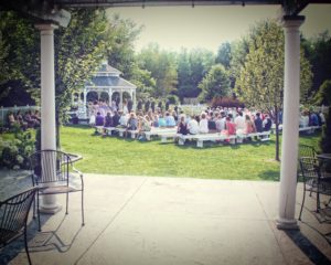 Long shot of the people attending the wedding