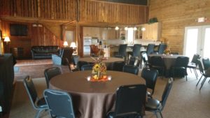 Dining tables with brown cloths on display