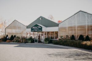 The entrance to a greenhouse.