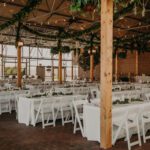 Long shot of dining tables at the wedding