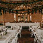 Dining area arranged at the wedding