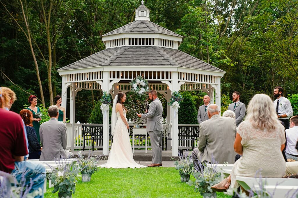 Bride and groom at the wedding venue